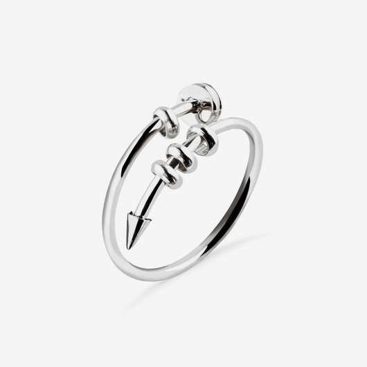 silver 4-bead adjustable nail anxiety ring