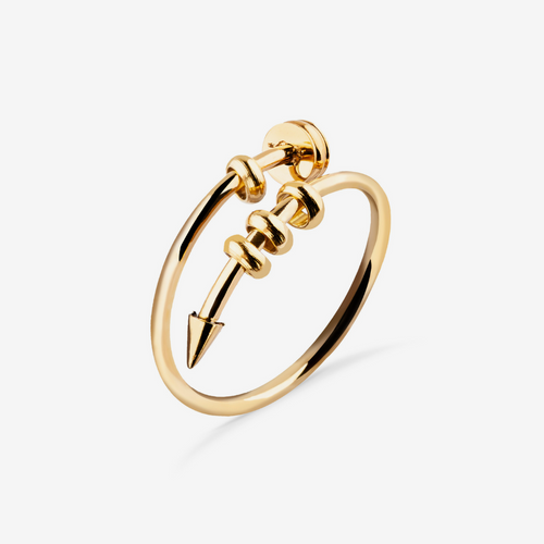 gold 4-bead adjustable nail anxiety ring
