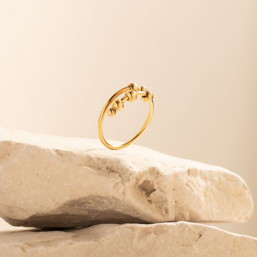 gold 4-bead adjustable anxiety ring