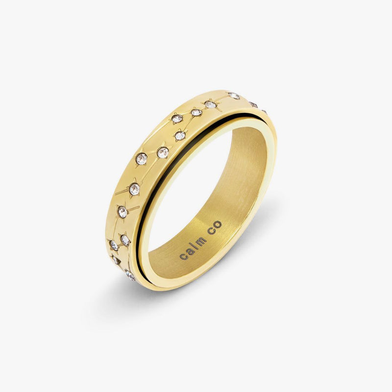 gold constellation crystal anxiety ring