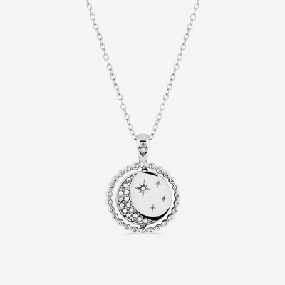 silver sphere-edged day and night spinning necklace
