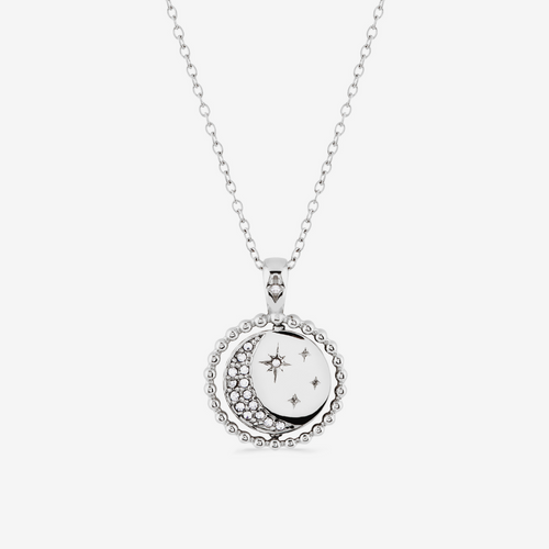 silver sphere-edged day and night spinning necklace