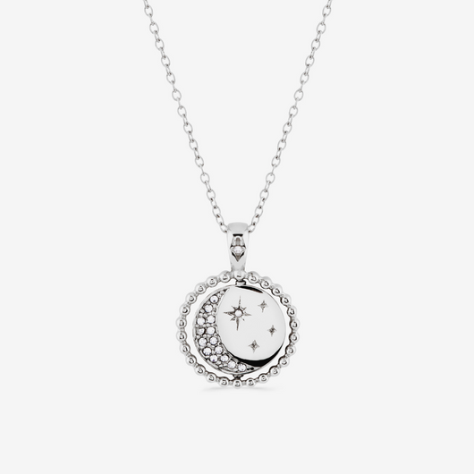 silver sphere-edged day and night spinning necklace