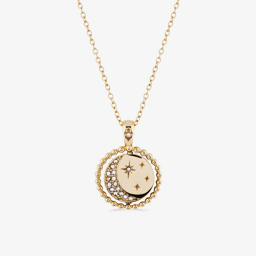 gold sphere-edged day and night spinning necklace