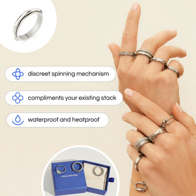 silver spinning bamboo ring
