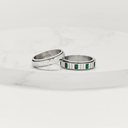 silver minimal pattern anxiety ring