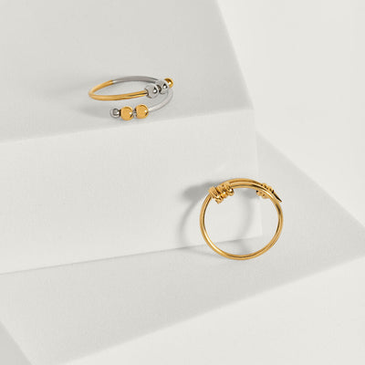 gold 4-bead adjustable nail anxiety ring