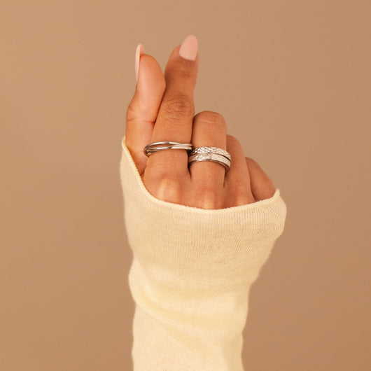 silver trio gliding fidget ring