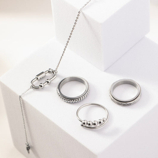 silver 4-bead spinning bracelet