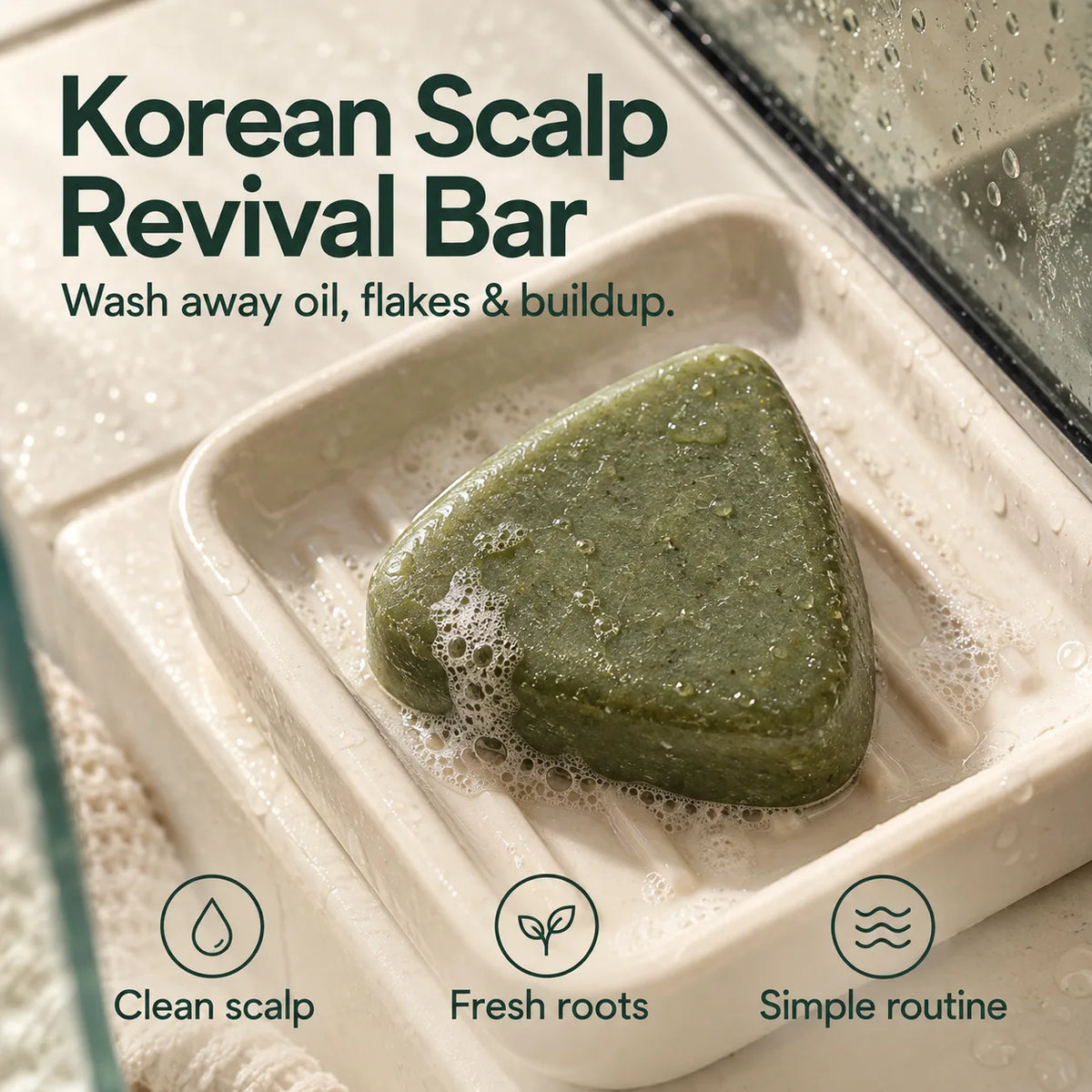 Korean Scalp Revival Bar. A plain scalp-cleansing bar with no logo stamped on the product.