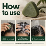 Glide the wet bar over wet scalp in sections, massage for 60 seconds, then rinse thoroughly.
